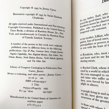 Always a Reckoning & Other Poems by Jimmy Carter SIGNED! [FIRST EDITION] 1995