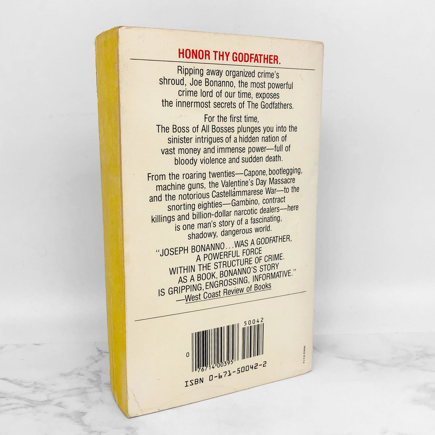 A Man of Honor: The Autobiography of Joseph Bonanno [FIRST PAPERBACK PRINTING] 1984