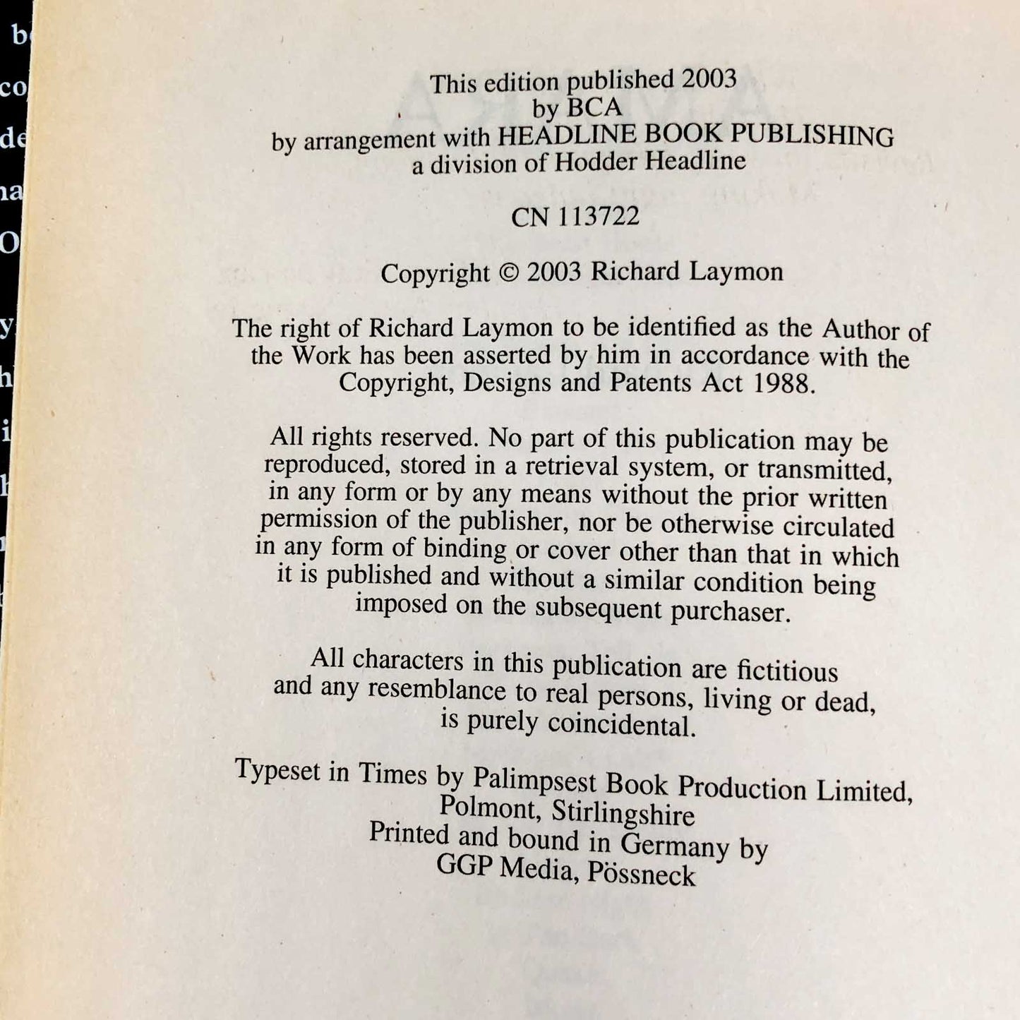 Amara by Richard Laymon [2003 U.K. HARDCOVER]
