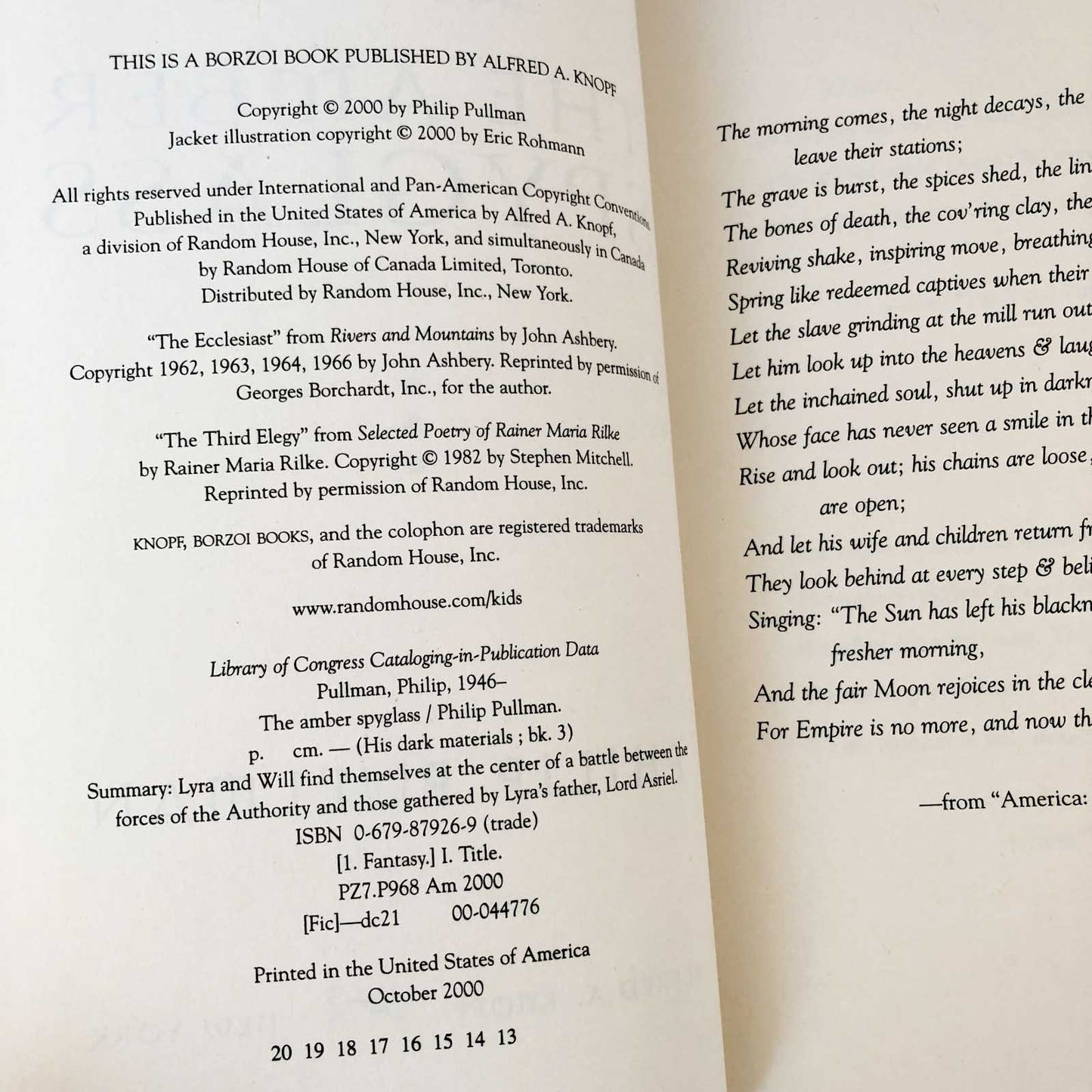 The Amber Spyglass by Philip Pullman [FIRST EDITION] His Dark Materials #3