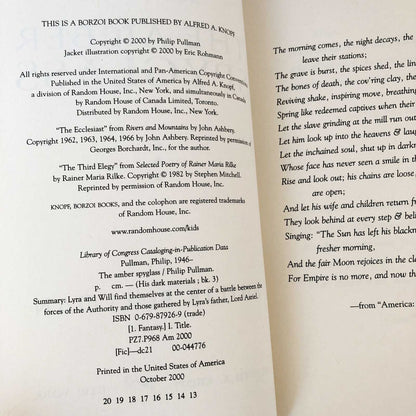 The Amber Spyglass by Philip Pullman [FIRST EDITION] His Dark Materials #3