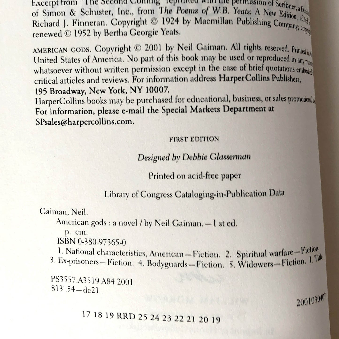 American Gods by Neil Gaiman [FIRST EDITION] 2001