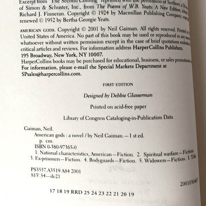 American Gods by Neil Gaiman [FIRST EDITION] 2001