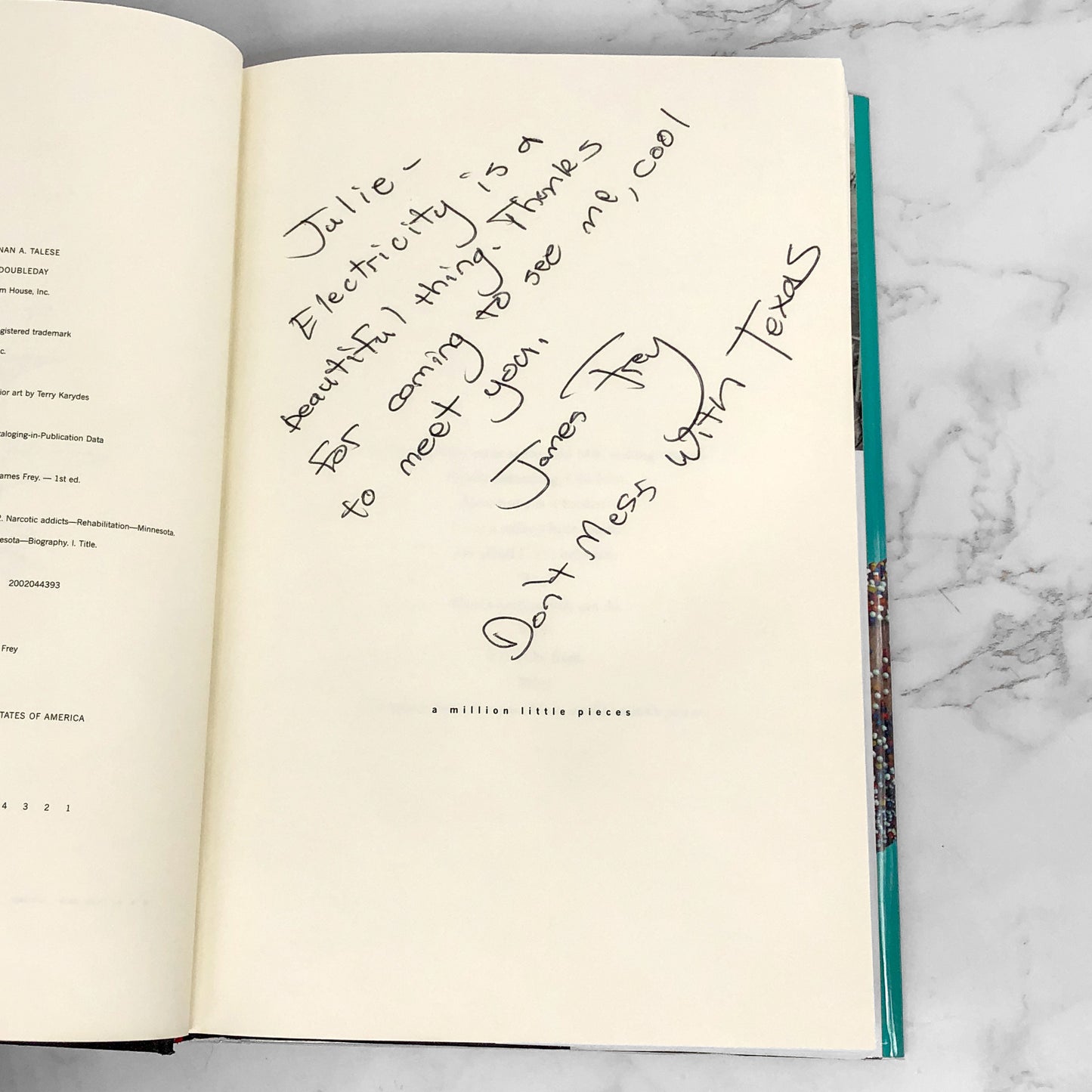 A Million Little Pieces by James Frey SIGNED! [FIRST EDITION * FIRST PRINTING] 2003 • Doubleday