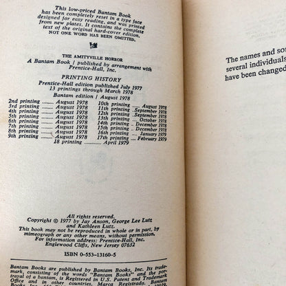 The Amityville Horror by Jay Anson [1979 PAPERBACK]