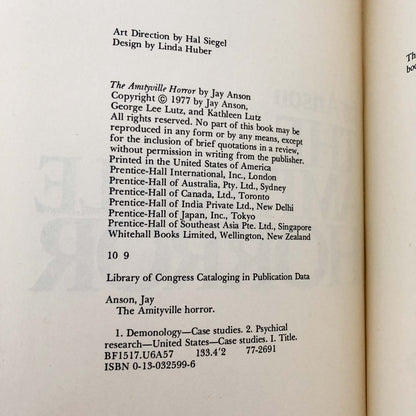 The Amityville Horror by Jay Anson [FIRST EDITION / 1977]