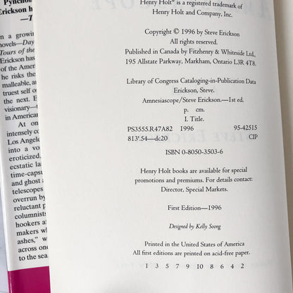 Amnesiascope by Steve Erickson [FIRST EDITION / FIRST PRINTING] - Bookshop Apocalypse