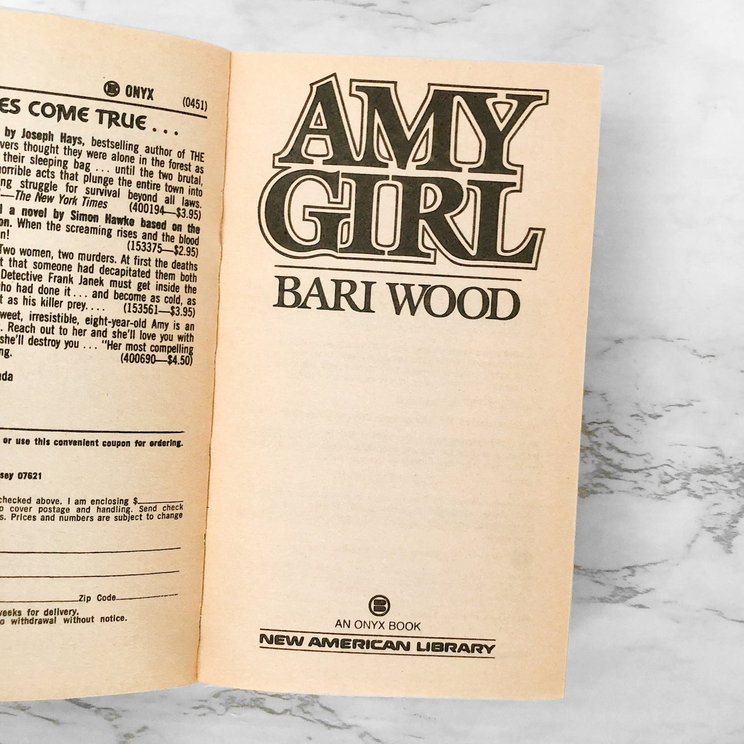 Amy Girl by Bari Wood [FIRST PAPERBACK PRINTING] 1988