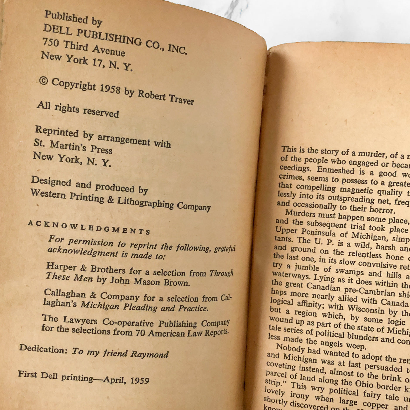 Anatomy of a Murder by Robert Traver ['59 FIRST PAPERBACK PRINTING]