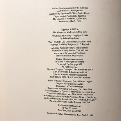 Andy Warhol: A Retrospective [PAPERBACK EDITION / 1989] - Bookshop Apocalypse