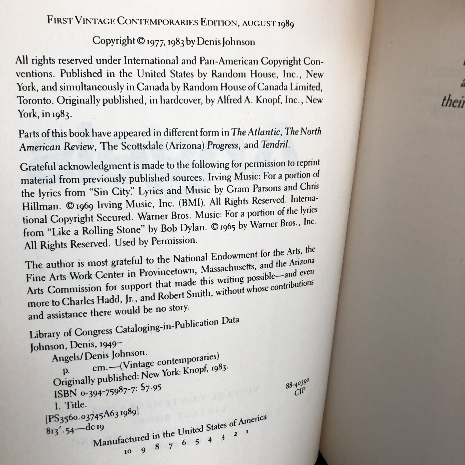 Angels by Denis Johnson [1989 TRADE PAPERBACK] - Bookshop Apocalypse
