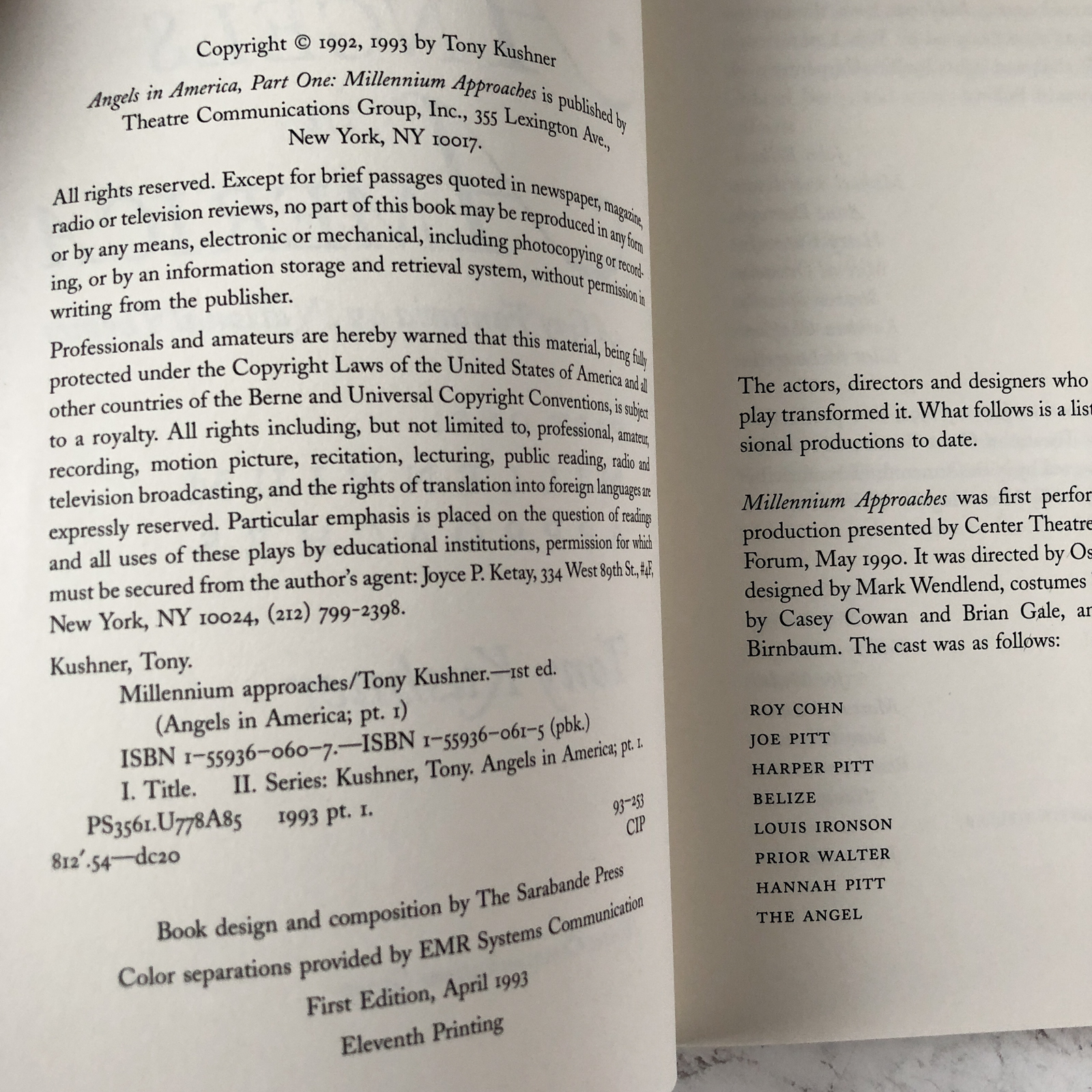 Angels in America Part One: Millennium Approaches by Tony Kushner [FIRST EDITION] - Bookshop Apocalypse