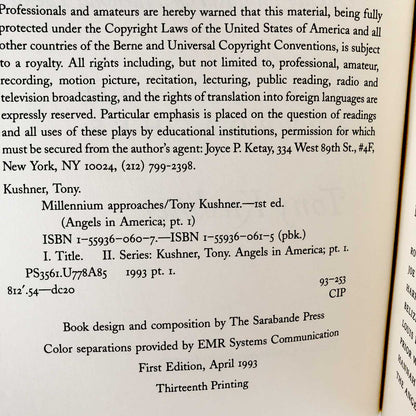 Angels in America by Tony Kushner [FIRST COMPLETE EDITION BOX SET] 1995