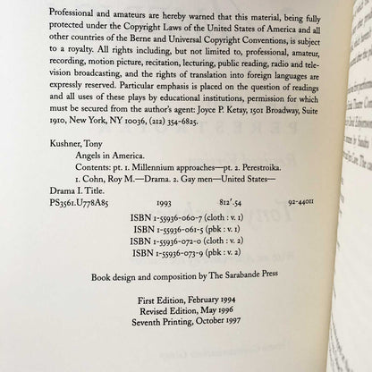 Angels in America by Tony Kushner [FIRST COMPLETE EDITION BOX SET] 1995