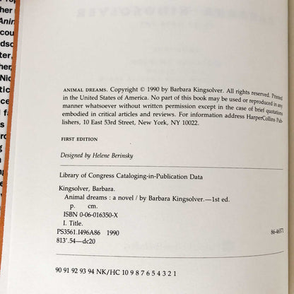 Animal Dreams by Barbara Kingsolver [FIRST EDITION / 1990]