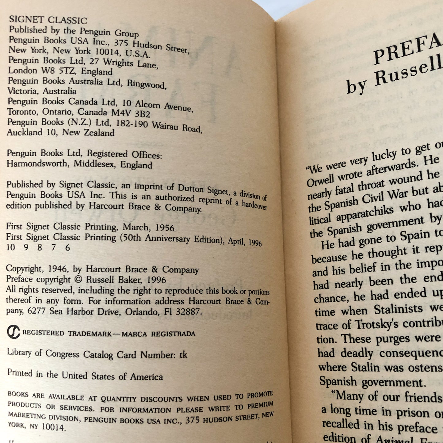 Animal Farm by George Orwell [1996 PAPERBACK]