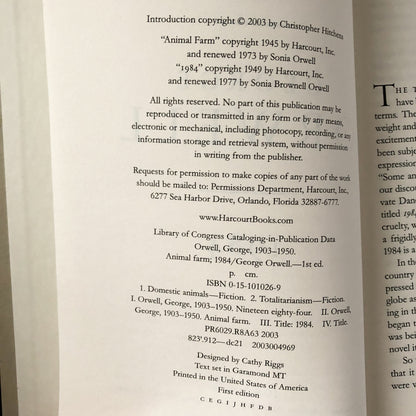 Animal Farm and 1984 by George Orwell [2003 HARDCOVER] - Bookshop Apocalypse