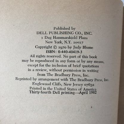 Are You There God, It's Me Margaret? by Judy Blume [1982 PAPERBACK] - Bookshop Apocalypse