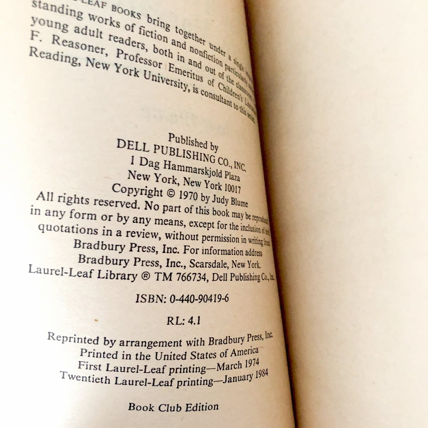 Are You There God, It's Me Margaret? by Judy Blume [1984 PAPERBACK]