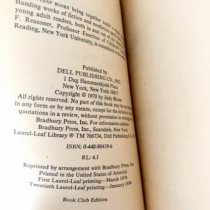 Are You There God, It's Me Margaret? by Judy Blume [1984 PAPERBACK]