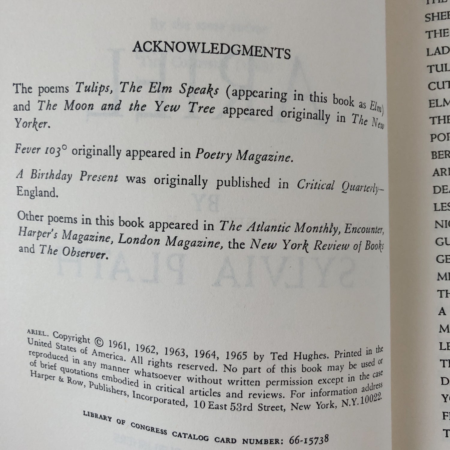 Ariel: Poems by Sylvia Plath [1965 TRADE PAPERBACK]