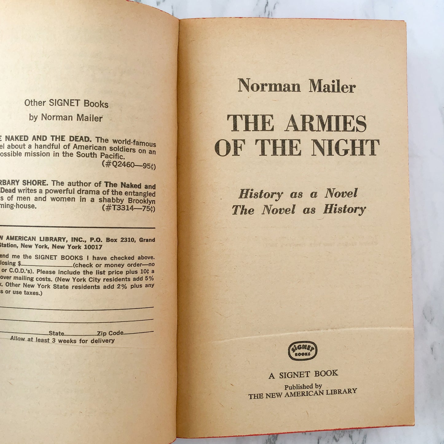 Armies of the Night by Norman Mailer [1968 FIRST PAPERBACK PRINTING]