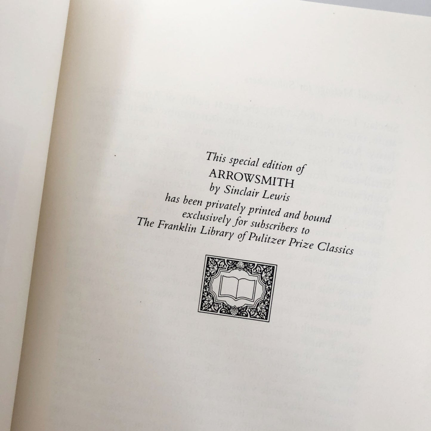 Arrowsmith by Sinclair Lewis [THE FRANKLIN LIBRARY / 1987]