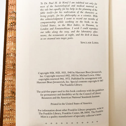 Arrowsmith by Sinclair Lewis [THE FRANKLIN LIBRARY / 1987]