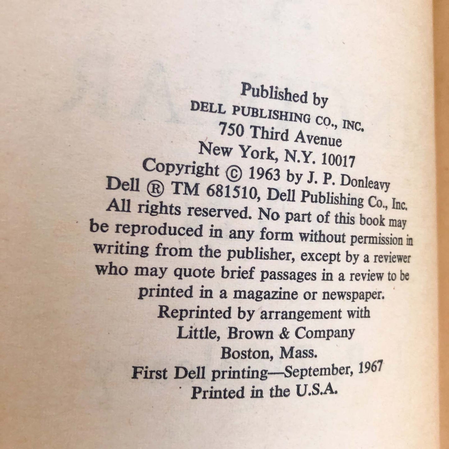 A Singular Man by J.P. Donleavy [FIRST PAPERBACK PRINTING / 1967]