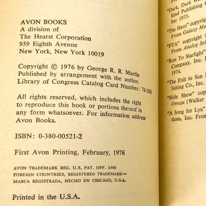 A Song For Lya & Other Stories by George R.R. Martin [FIRST EDITION • FIRST PRINTING] 1976