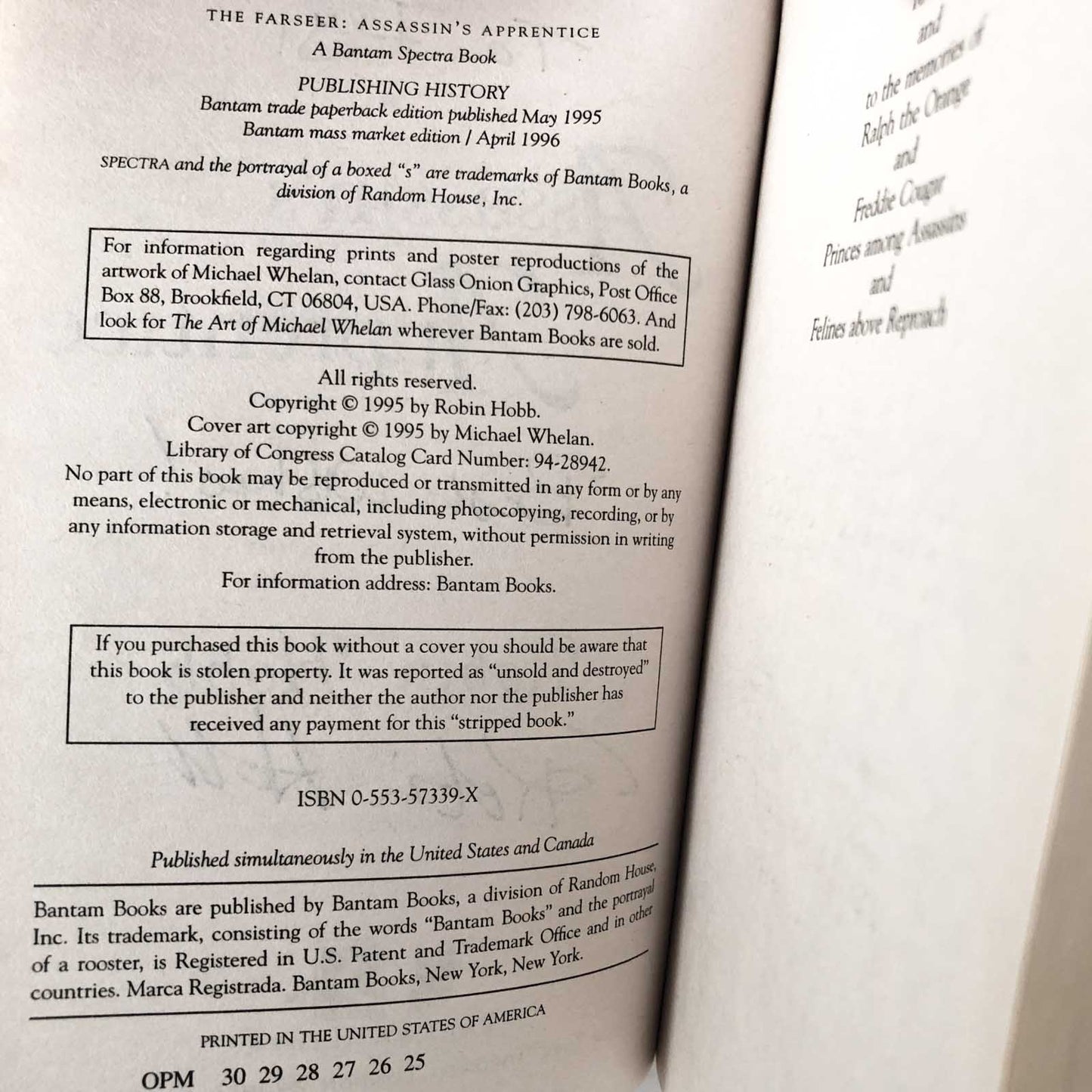 Assassin's Apprentice by Robin Hobb SIGNED! [1996 PAPERBACK]