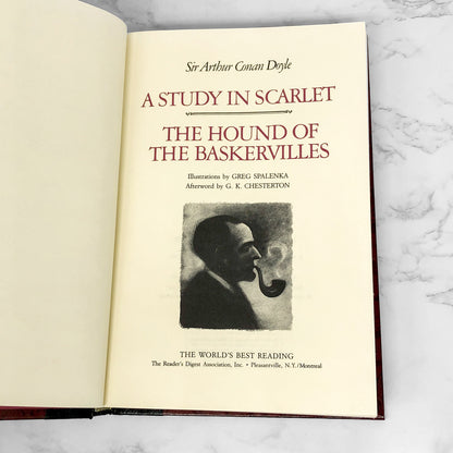 A Study in Scarlet & The Hound of the Baskervilles by Sir Arthur Conan Doyle [ILLUSTRATED HARDCOVER / 1986]