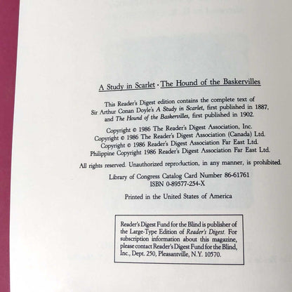 A Study in Scarlet & The Hound of the Baskervilles by Sir Arthur Conan Doyle [ILLUSTRATED HARDCOVER / 1986]