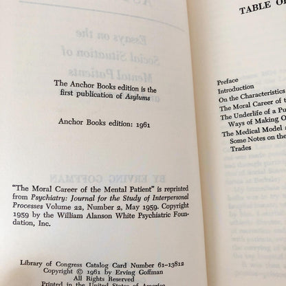 Asylums: Essays on the Social Situation of Mental Patients and Other Inmates by Erving Goffman [1961 PAPERBACK]