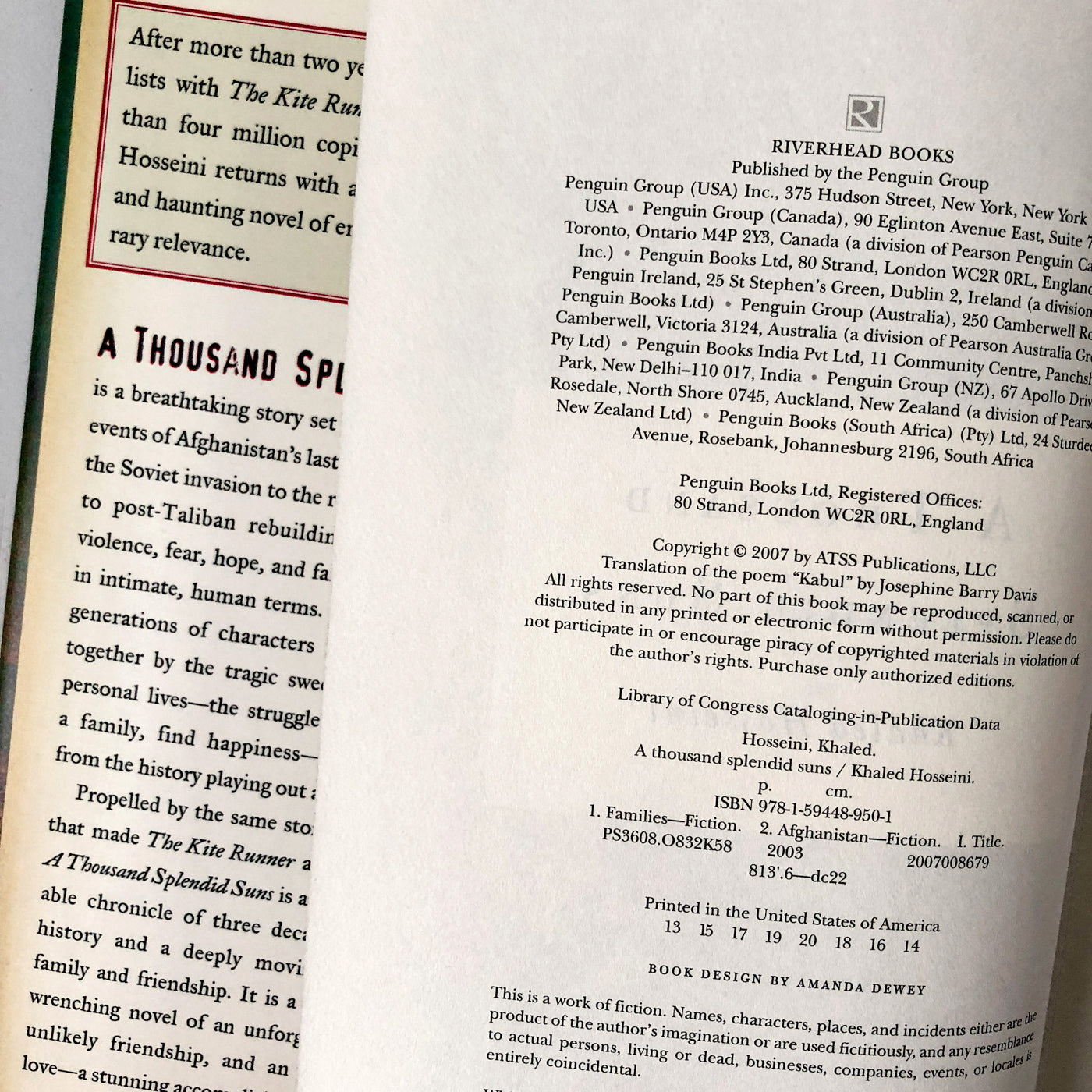 A Thousand Splendid Suns by Khaled Hosseini [FIRST EDITION] 2007 • Riverhead Books