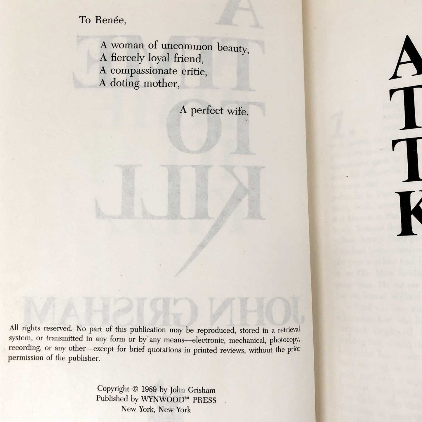 A Time to Kill by John Grisham [1989 HARDCOVER] The Wynwood Press