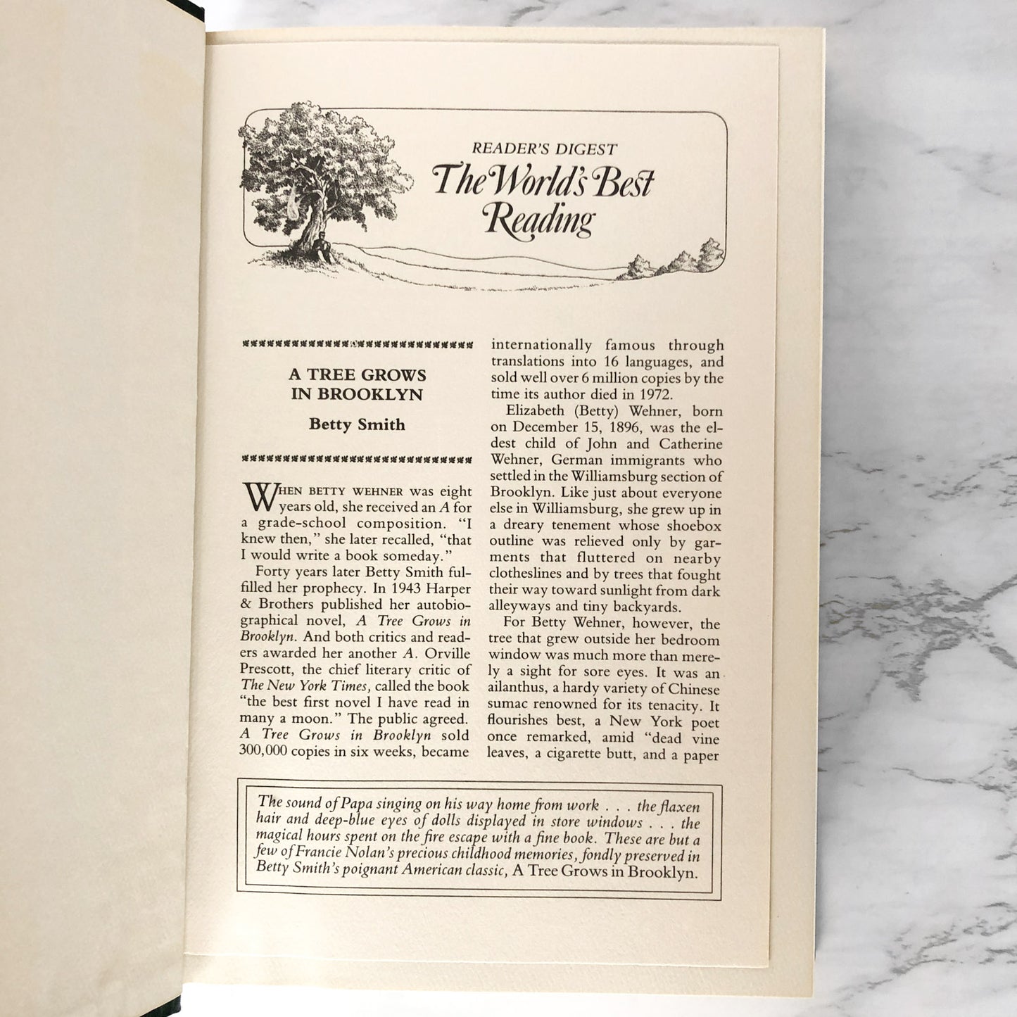 A Tree Grows in Brooklyn by Betty Smith [ILLUSTRATED HARDCOVER / 1989]