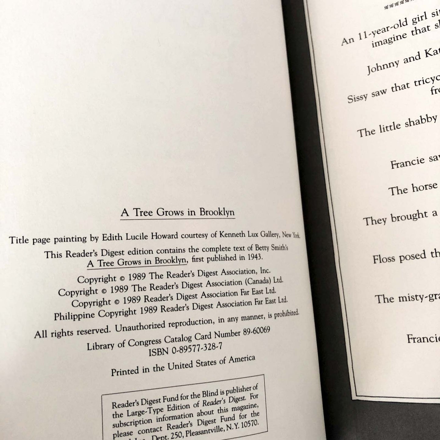 A Tree Grows in Brooklyn by Betty Smith [ILLUSTRATED HARDCOVER / 1989]