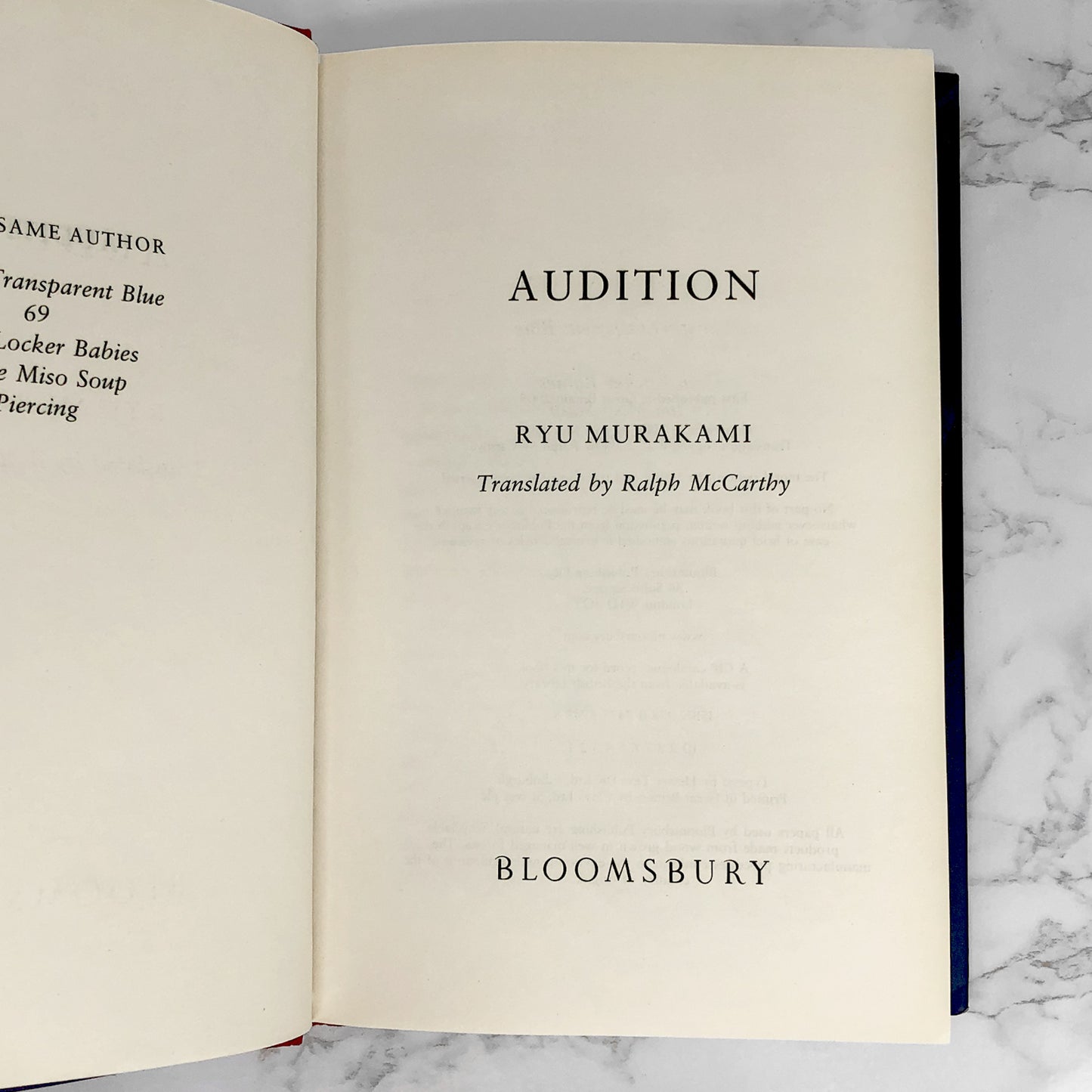 Audition by Ryū Murakami [U.K. FIRST EDITION / FIRST PRINTING]
