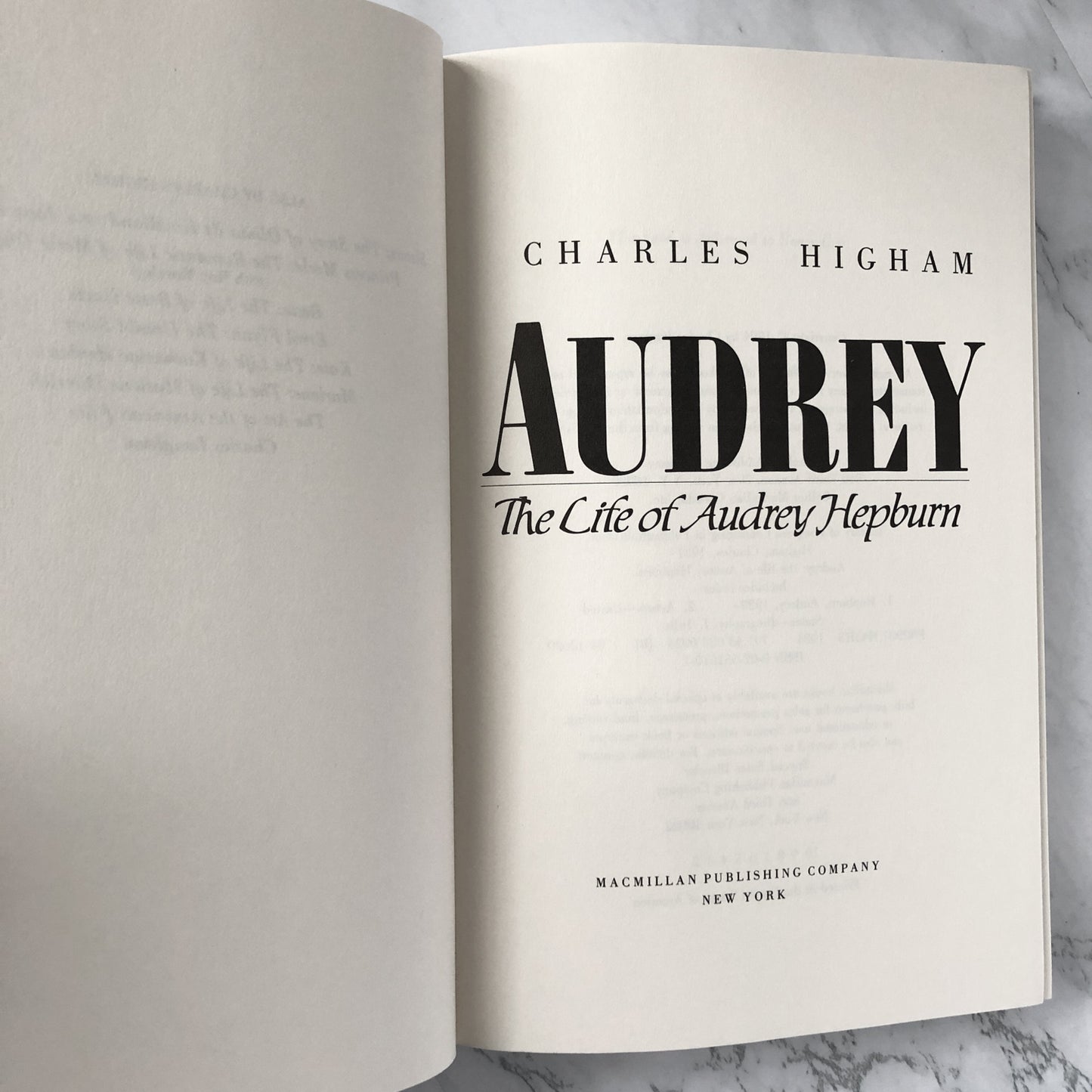 Audrey: The Life of Audrey Hepburn by Charles Higham [FIRST EDITION] - Bookshop Apocalypse