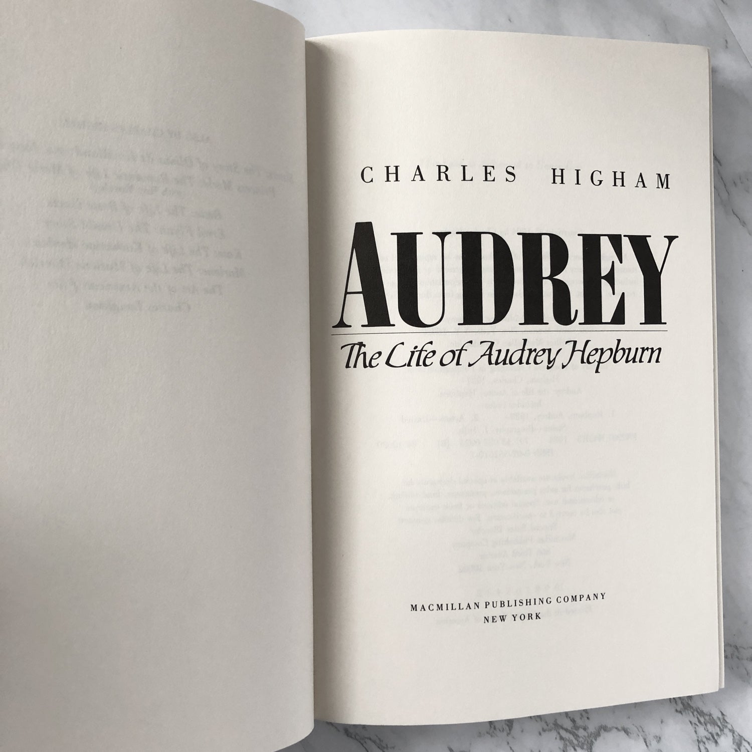 Audrey: The Life of Audrey Hepburn by Charles Higham [FIRST EDITION] - Bookshop Apocalypse