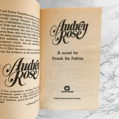Audrey Rose by Frank De Felitta [FIRST PAPERBACK PRINTING] 1976 • Warner