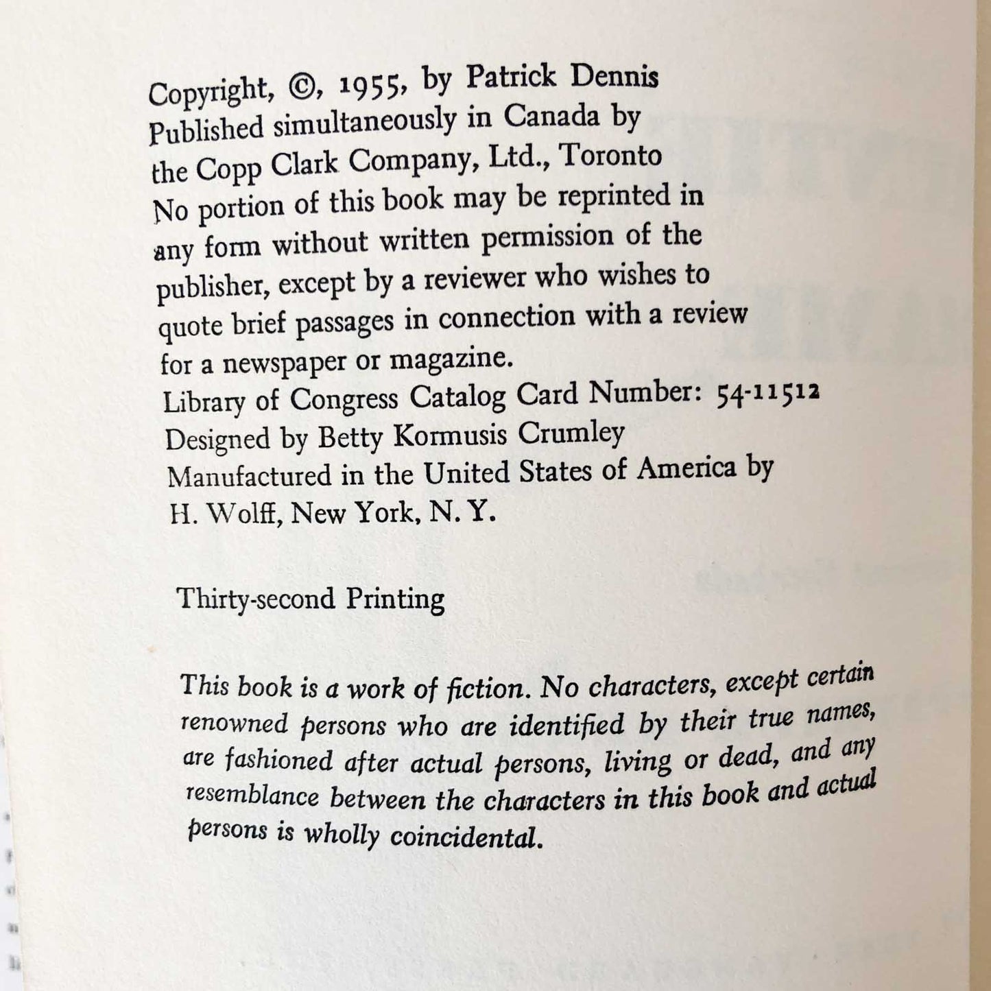 Auntie Mame by Patrick Dennis [FIRST EDITION] 1955