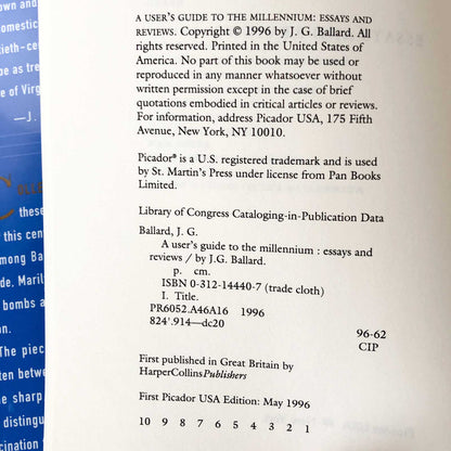 A User's Guide to the Millennium: Essays and Reviews by J.G. Ballard [FIRST EDITION]