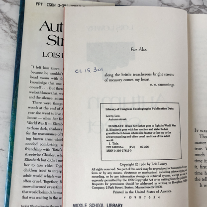Autumn Street by Lois Lowry [FIRST EDITION] - Bookshop Apocalypse