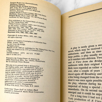 A View From the Bridge by Arthur Miller [TRADE PAPERBACK] 1985 • Penguin Plays
