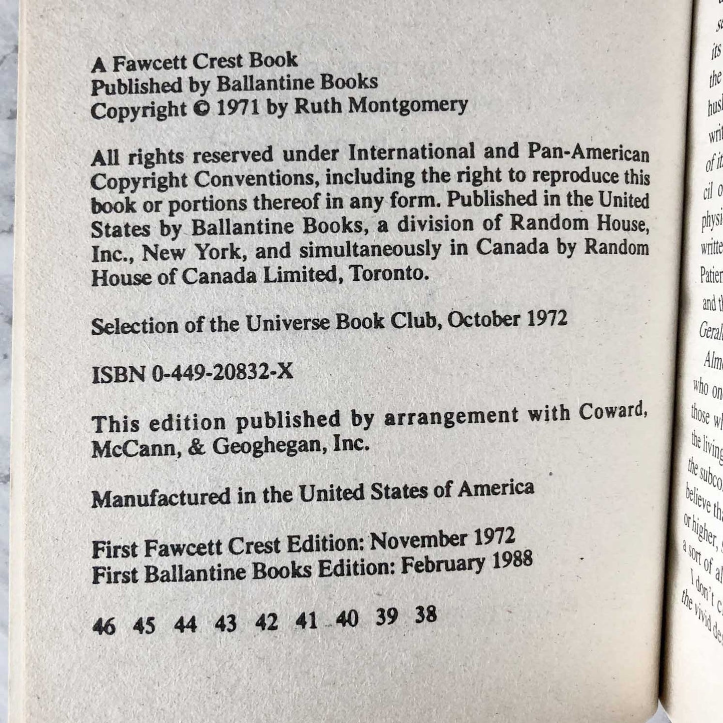 A World Beyond by Ruth Montgomery [1988 PAPERBACK]