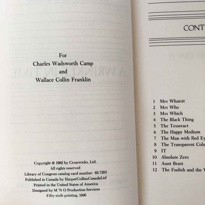 A Wrinkle in Time by Madeleine L'Engle [1996 HARDCOVER]