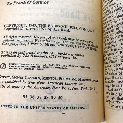 Ayn Rand 1971 Signet Paperback Set [Anthem, Atlas Shrugged, We The Living & The Fountainhead]