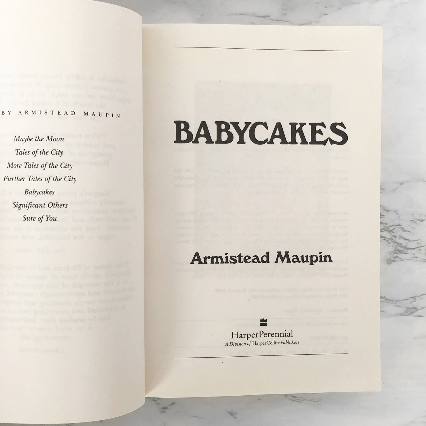 Babycakes by Armistead Maupin SIGNED! [TRADE PAPERBACK] 1994 • HarperPerennial